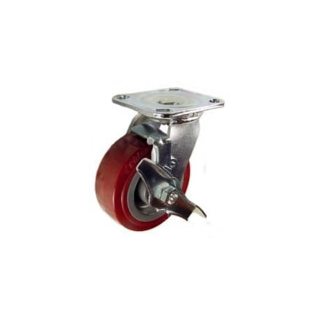 Mapp Caster 5"X2" Polyurethane Wheel Swivel Caster W/ Top Lock Brake - 750 Lbs Cap 146UPRB520SB
